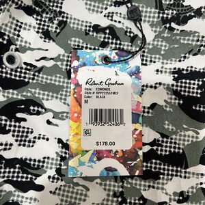 Robert Graham Green Black Camo Short Sleeve Shirt Size M BRAND NEW w/ Tags image 2