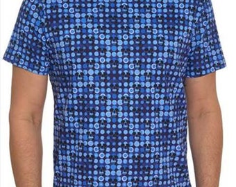 Robert Graham Blau Geometrischer Schädel T-Shirt Größe L BRANDNEU w / Tags