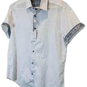 ROBERT GRAHAM White hidden floral Short Sleeve Shirt Size L Brand NEW w/ Tags image 1