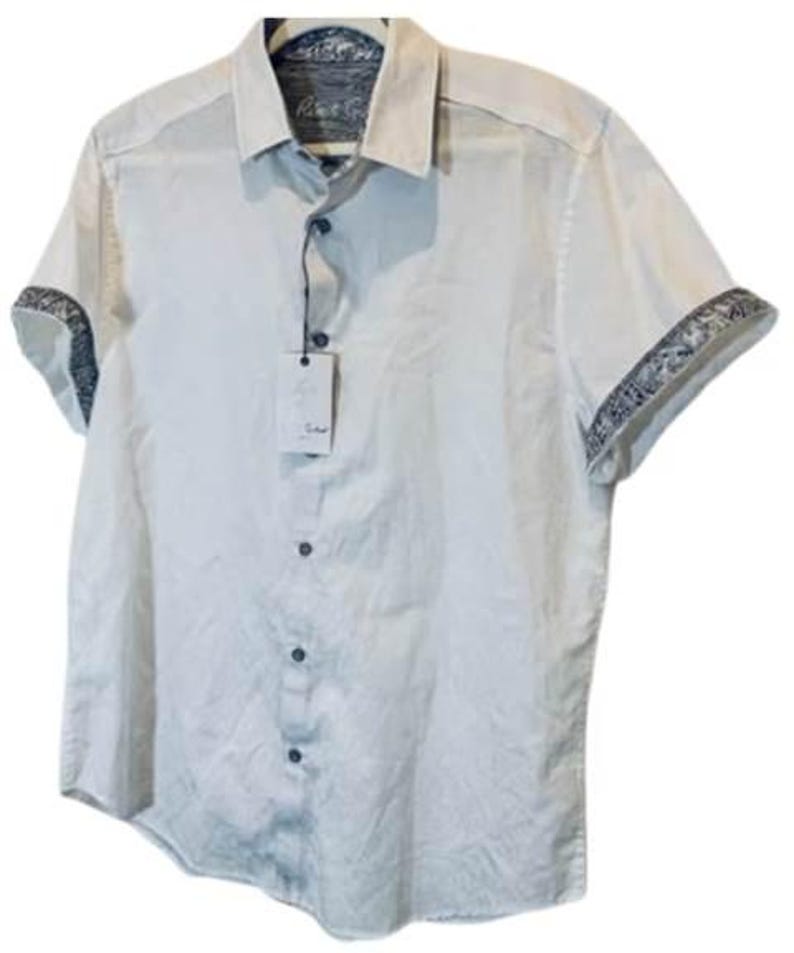 ROBERT GRAHAM White hidden floral Short Sleeve Shirt Size L Brand NEW w/ Tags image 1