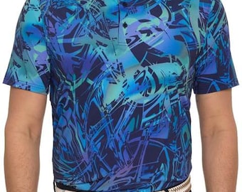 ROBERT GRAHAM Blue Green Abstract Polo Size L Brand NEW w/ Tags