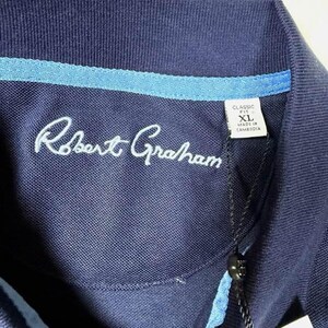 Polo Robert Graham azul marino bordado con forma de copa de cóctel, talla XL, completamente nuevo con etiquetas. imagen 3