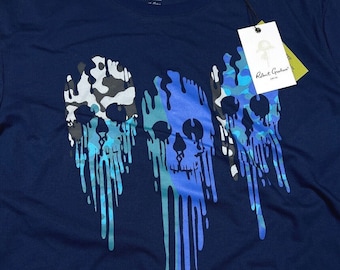 Robert Graham tropfender Schädel BLUE T-Shirt Größe XL Brandneu w / Tags versiegelt