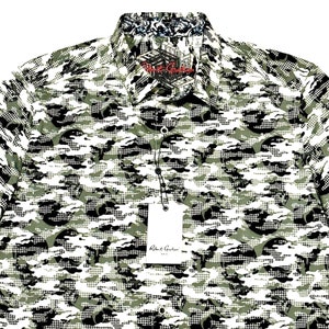 Robert Graham Green Black Camo Short Sleeve Shirt Size M BRAND NEW w/ Tags image 1
