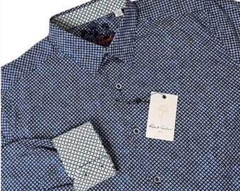 Robert Graham Blue Geo Pattern Long Sleeve Shirt Size M BRAND NEW w/ Tags