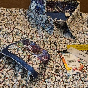 Robert Graham Multicolor Geometric Manica Lunga Taglia 3XL NUOVO DI ZECCA con Etichette