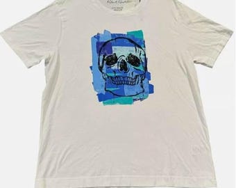 Robert Graham Blue Skull Weiß Kurzarm T-Shirt Größe 2XL BRAND NEW w / Tags