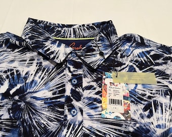 ROBERT GRAHAM Blue Black abstract pattern Polo Size XL Brand New w/ Tags