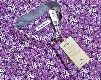 TOMMY BAHAMA Purple Geometric Short Sleeve Shirt Size XL  Brand New w/ Tags