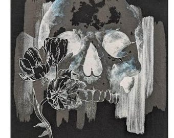 ROBERT GRAHAM Schwarzes Schädel-Rose-T-Shirt Größe XL Brandneu mit Tags