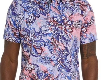 ROBERT GRAHAM Pink Blue Paisley Short sleeve Size XL Brand New w/ Tags