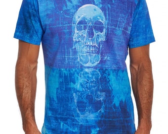 ROBERT GRAHAM Schädel-Blau-T-Shirt Größe XL Brandneu w / Tags