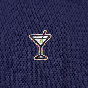 Polo Robert Graham azul marino bordado con forma de copa de cóctel, talla XL, completamente nuevo con etiquetas. imagen 4