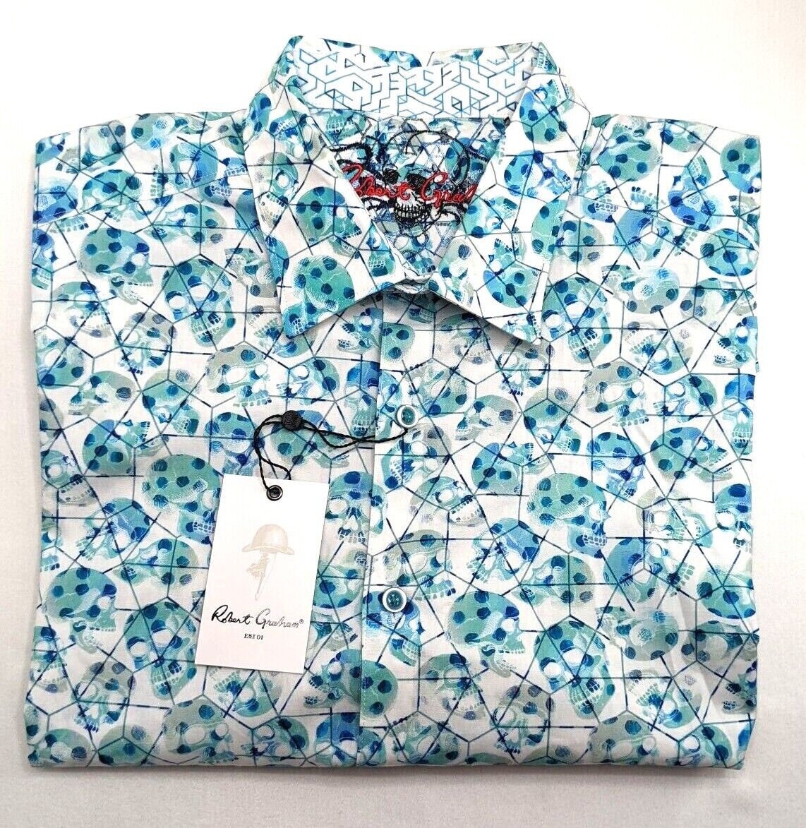 Chemise Robert Graham édition Limitée - Motif Floral Pastel, Boutons Cristal, Taille L | Occasion Très Bon état