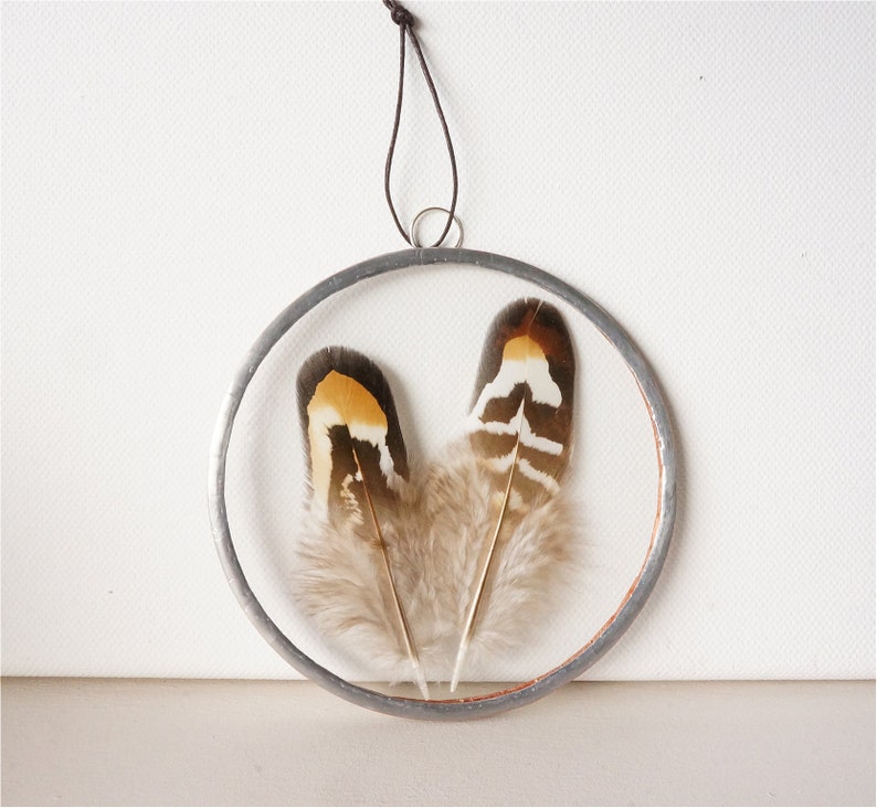 Real Feather Home Decor Bird Feather Round Glass Frame Etsy