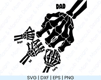 Bone Skelton Family Fist Bump for Dad or Grandpa - SVG Digital Download Cut File for Crafters, Halloween Skeleton Design PNG