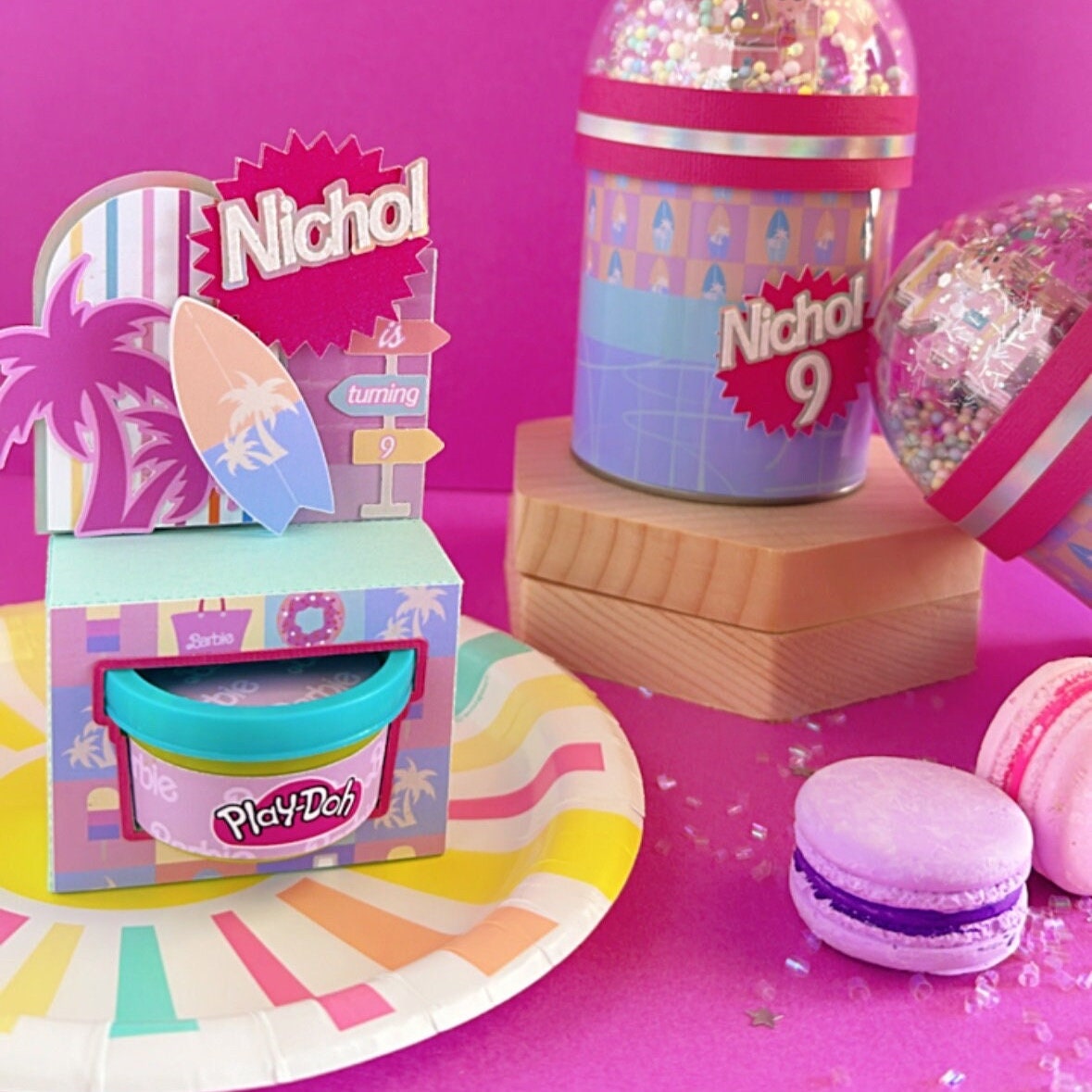 Barbie Play-doh Box 6pack, Play-doh Box, Party Decor, Party Favor Box, Barbie Party Decor