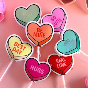 Druckbare Valentinstag Lollipop Tags Vorlage, Sweetheart Candy Hearts Sucker Tag, Kinder Valentines, Conversation Hearts Cand