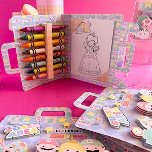 Mario Coloring Suitcase, Mario activity box, Mario Coloring Sheets, Mario Party Decot, Mario Party Favor, Crayon Box, Coloring Sheet