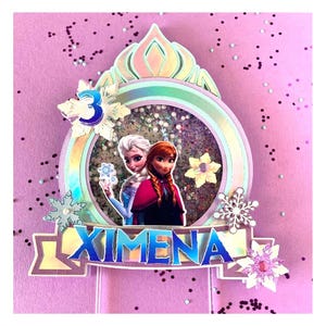 Personalized Frozen Shaker Cake Topper, Birthday Party Decor