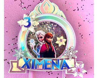 Topo de bolo personalizado Frozen Shaker, decoração para festa de aniversário