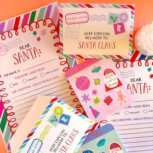 Kit Carta de Papá Noel para Niña o Niño Carta de Navidad de Carta de Papá Noel para Kits con Pegatinas Navideñas
