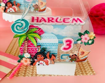 Personalized Moana Favor Box: Birthday Party Decoration