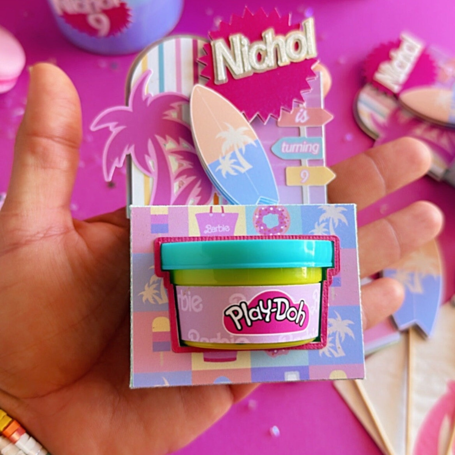 Barbie Play-doh Box 6pack, Play-doh Box, Party Decor, Party Favor Box, Barbie Party Decor
