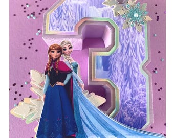 Número 3D para festa de aniversário Frozen: Decoração personalizada da Frozen