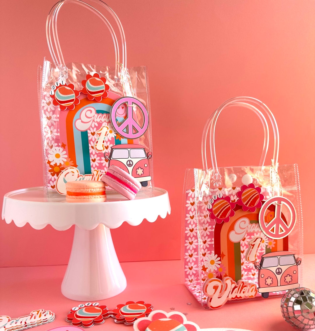Personalized Groovy Party Favor Bags 6 Clear Treat Bags Etsy — free download