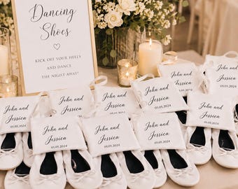 Wedding Flats for Guests, Foldable Ballet Flats Wedding Favor, Dancing Shoes for Wedding Reception, Personalized Wedding Guest Gift