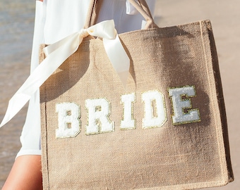 Personalized Bride Jute Tote Bag: Bachelorette Party Gift