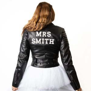 Custom Mrs. Bride Leather Wedding Jacket: Personalized Bridal Gift - turkish