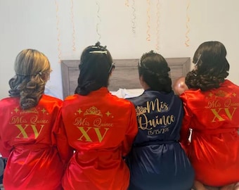Quinceanera Robes Personalized, Damas Robes Set, Mis Quince XV Robe, Quince Court Robes, Sweet 15 Robes, Getting Ready Robes, Quince Gifts