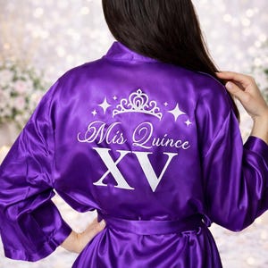 Custom Quinceanera Satin Robe and Slippers Set