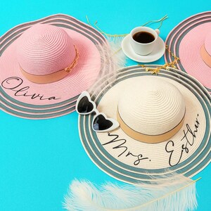 Personalized Bride Sun Hat: Wide Brim Bachelorette Party Beach Hat