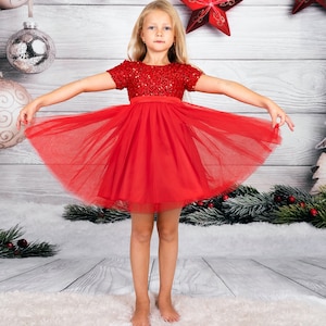 Christmas Red Dress for Girls , Red Sequin Tutu Red Dress , Christmas ...