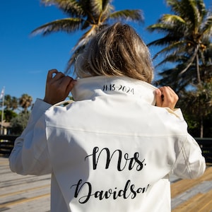 Personalized Mrs. Faux Leather Wedding Jacket: Bridal Gift