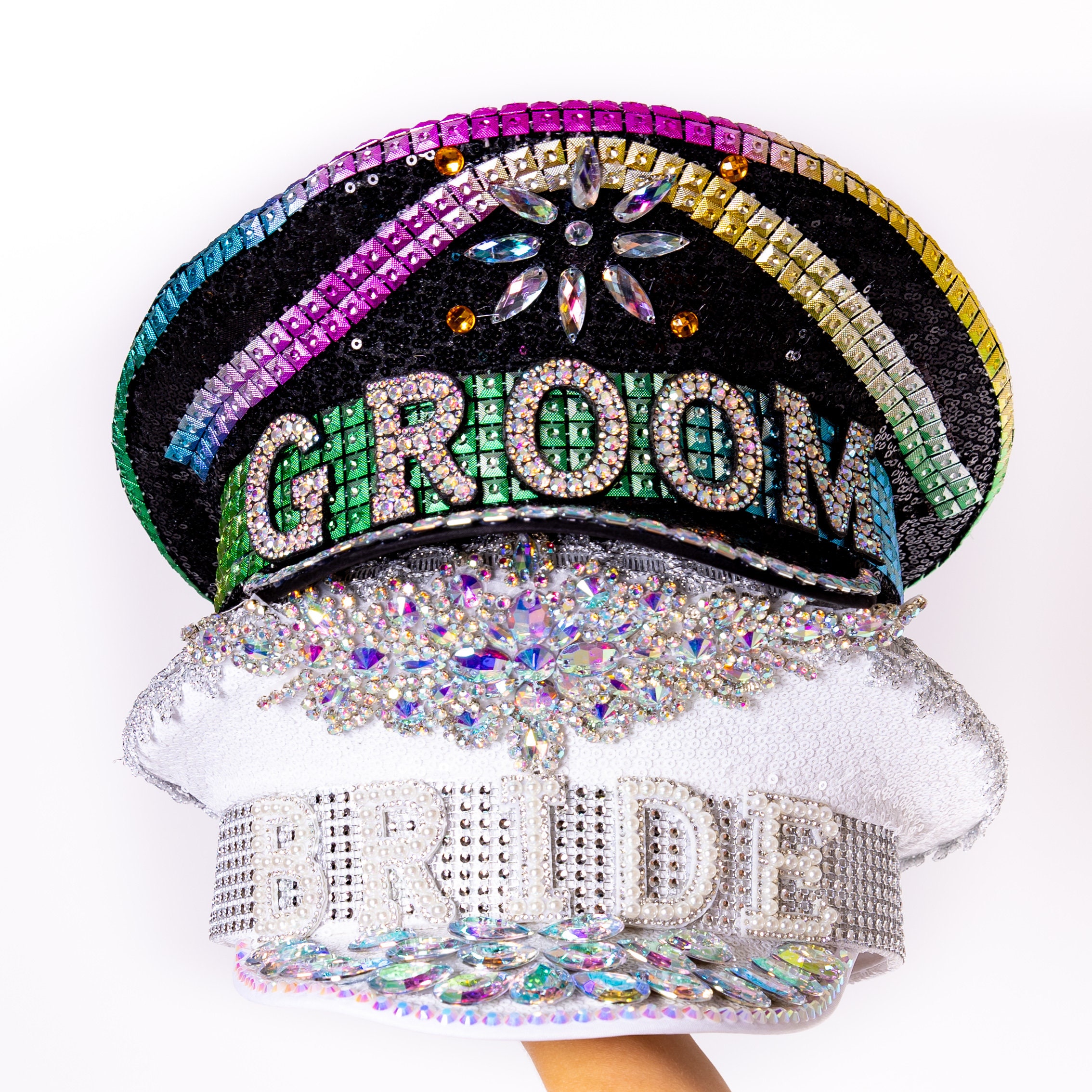 LED Custom Captain\'s Festival Hat - Multiple Modes LEDs LED Light Up RAVE Captain Style Luxury Women Rhinestone Neon  main image 2