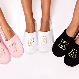 Custom Bridesmaid Slippers: Personalized Spa Gift, Initial Patch