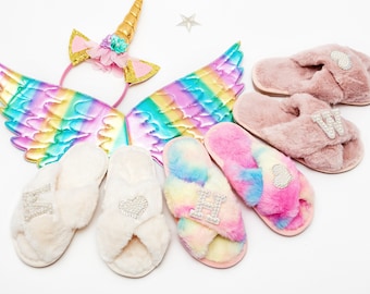 Kids Personalized Slippers: Custom Birthday Spa Gift, Flower Girl Present