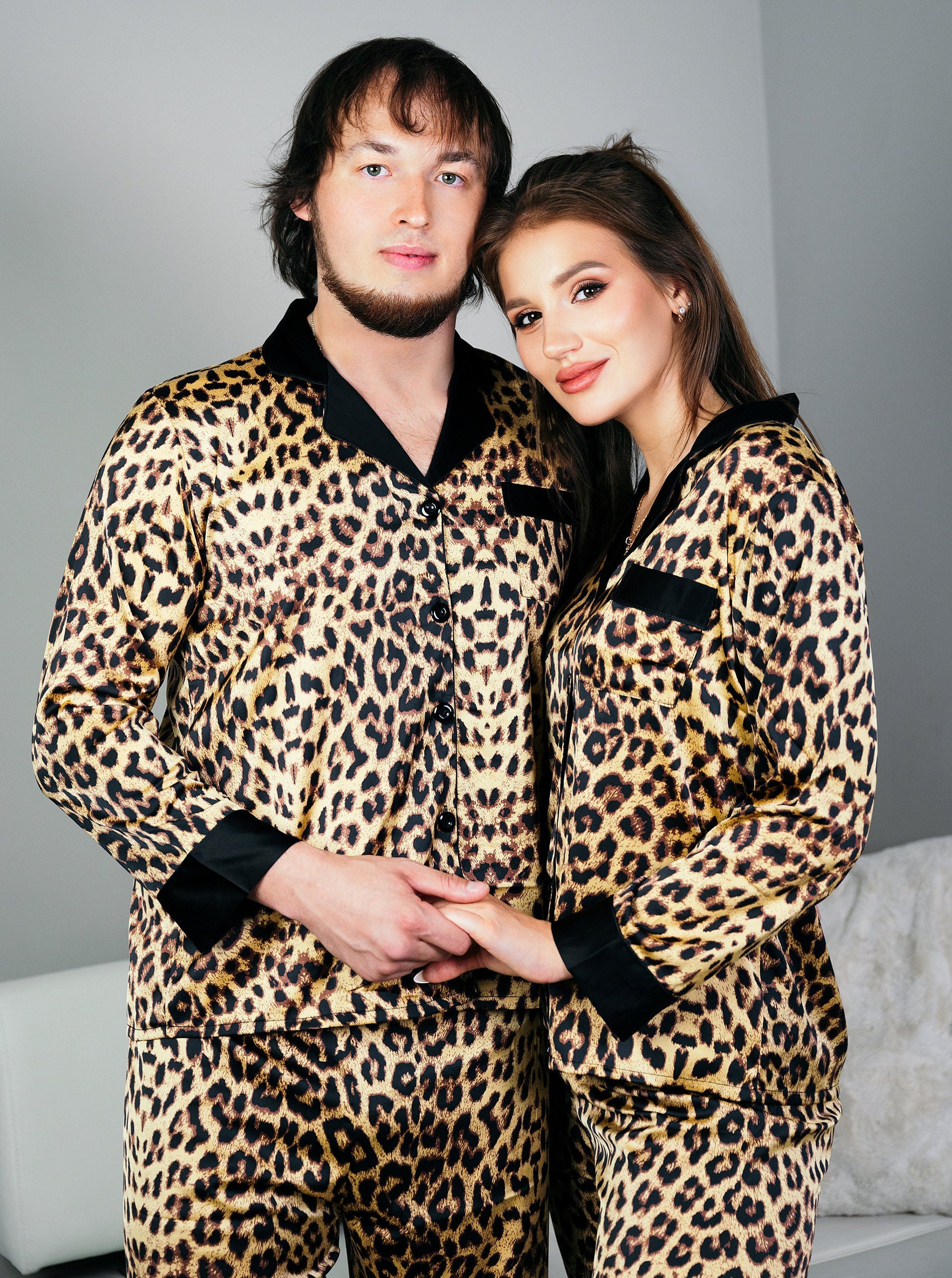 Matching Leopard Pajama Set for Couple Groom Bride Custom