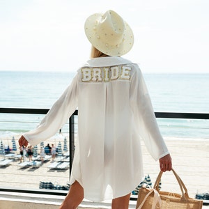 thumbnail image 2 of Koeilay Bride Bathing Suit Wrap Skirt Pearl Cover Up Beach Sarong Sheer 2 of 10
