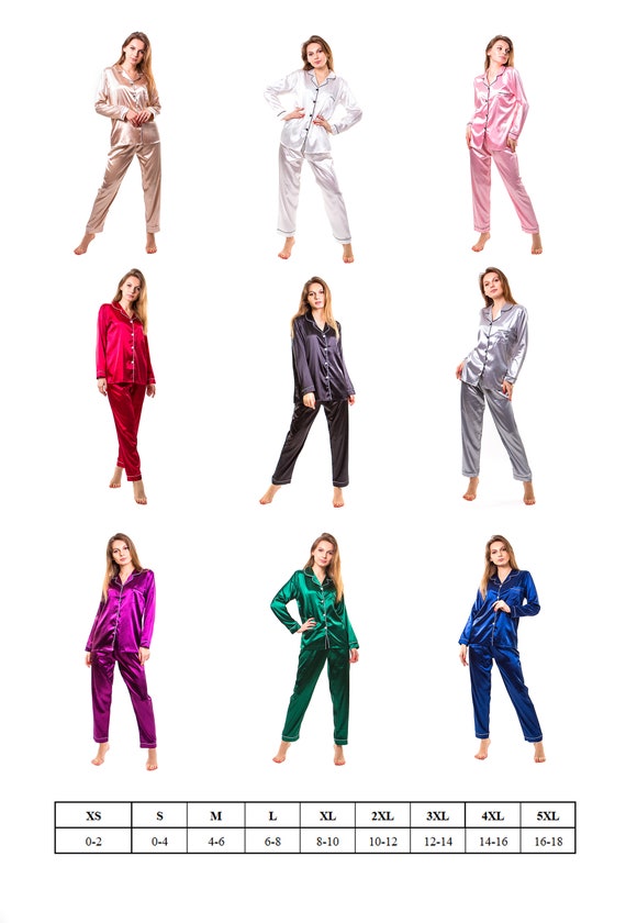 Customized Satin Pajamas, Bridesmaids Pajamas, Bachelorette Pajamas,  Christmas Pajamas, Personalized Pjs, Xmas Pyjamas, Silky Pajamas SL -   Canada