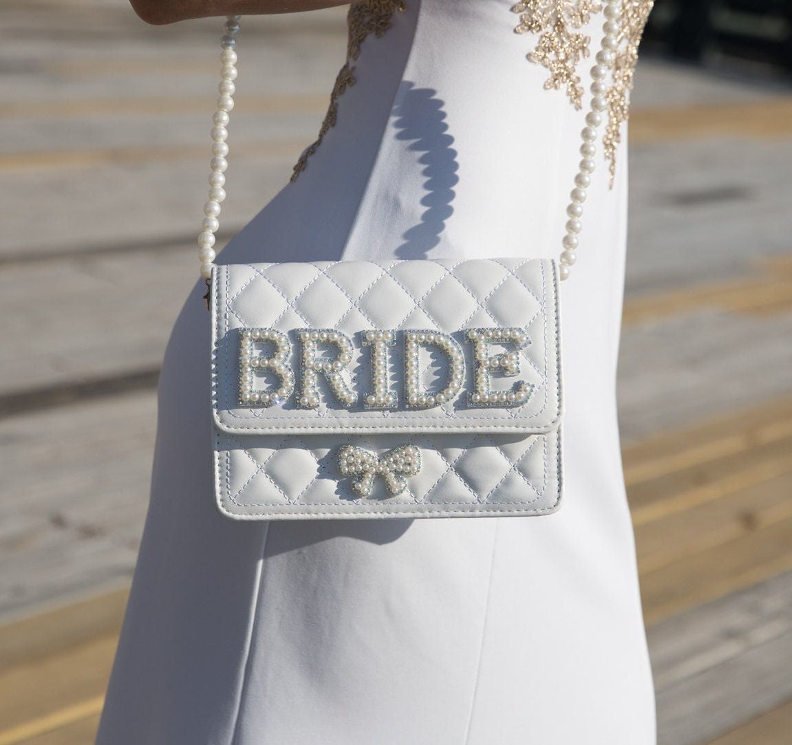 Bride Wedding purse, Bridal clutch, Custom Bride Pearl bag, Bride to be gift, Wedding Bag, Bachelorette favors, Bridal shower gift -p. cross