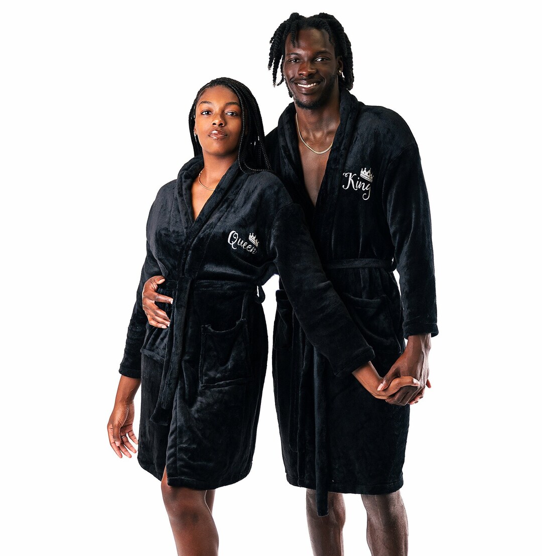 King and Queen Cozy Terry Bathrobes, Customized Bathrobes for Couple