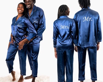 Matching Pjs for Couple, Customized Pajamas, Plus size Pjs, Groom and Bride Pajamas, Personalized Pjs, Wedding gift, Honeymoon gift - L+L