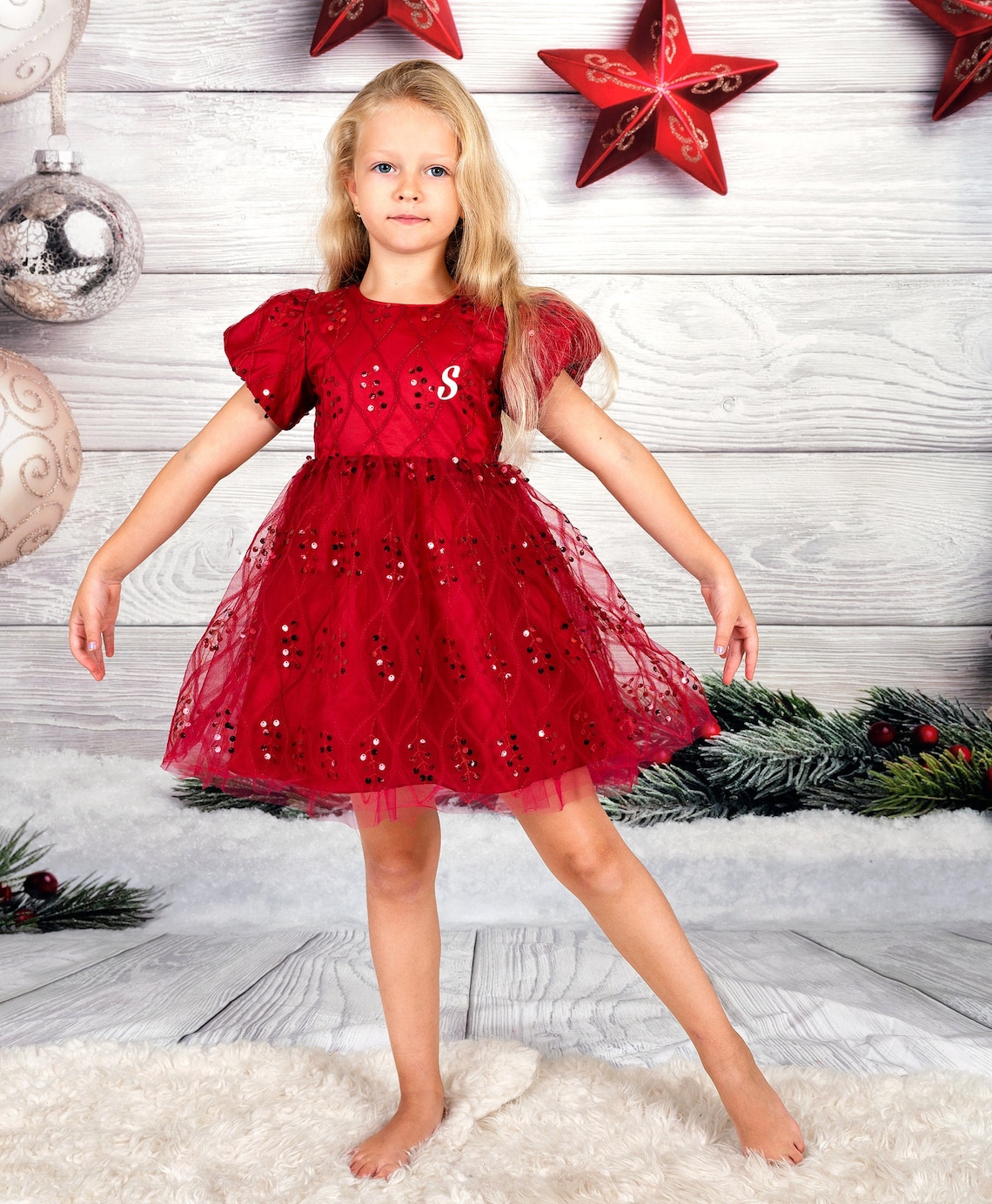 Christmas Girl Sequin Tutu Dress Burgundy Girls Dress Etsy