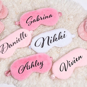 Custom plush sleep eye masks, personalized masks, bridesmaid gifts, sleep masks, bridal party gifts, Sleeping Masks, Bachelorette Gifts