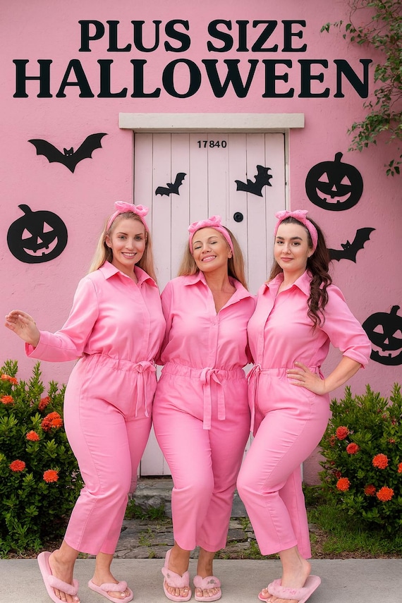Plus Size Halloween Costume for Women | Curvy Pink Jumpsuit Outfit XL-XXL | Trendy Party Cosplay